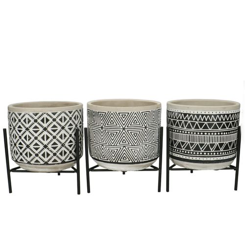 Keramik Übertopf/Fuss Inca grau mix D14cm H12cm