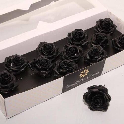 Seiden Wachs Rose schwarz D10cm (9130)