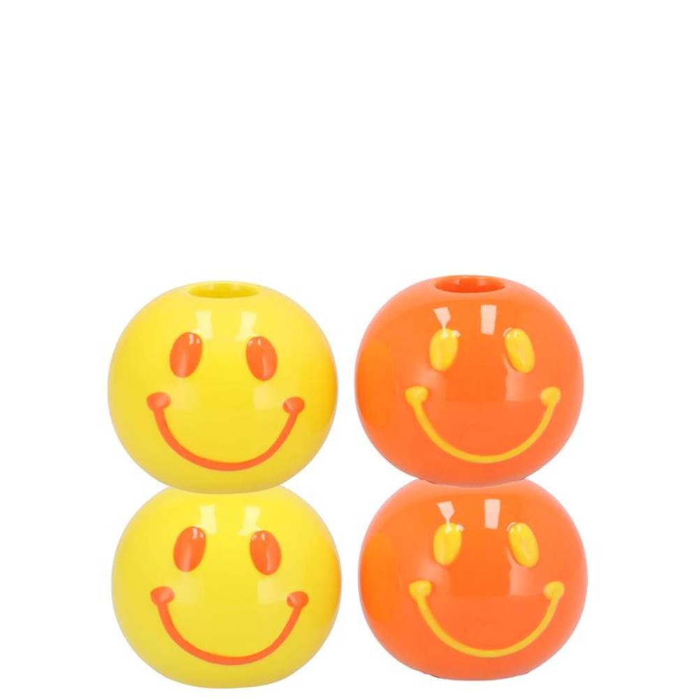 Kerzenständer Smiley mix orange 07x07x12cm