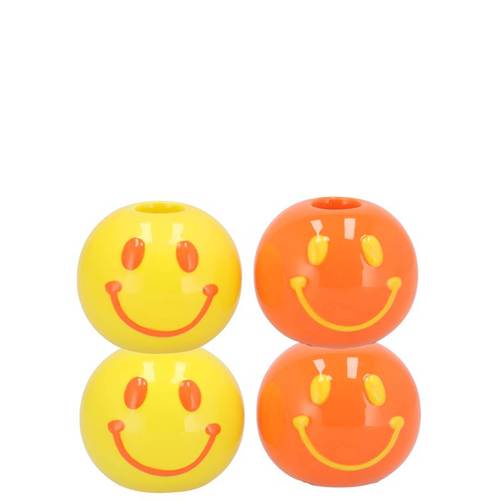 Kerzenständer Smiley mix orange 07x07x12cm