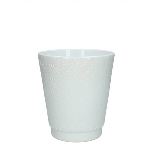 Keramik Orchidee Übertopf Herz weiss D13cm H14.5cm