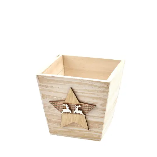 Holz Übertopf Stern D11cm H10cm