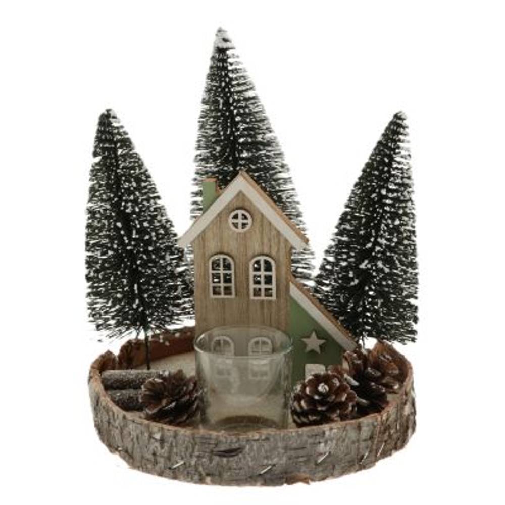 Teelichthalter Haus/Baum D19cm H19cm