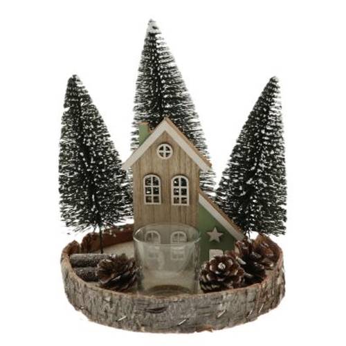 Teelichthalter Haus/Baum D19cm H19cm