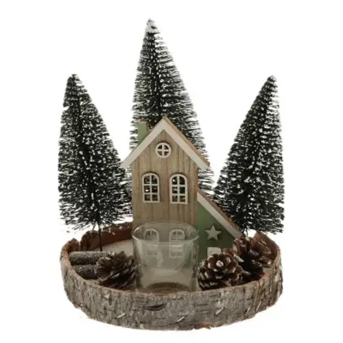 Teelichthalter Haus/Baum D19cm H19cm
