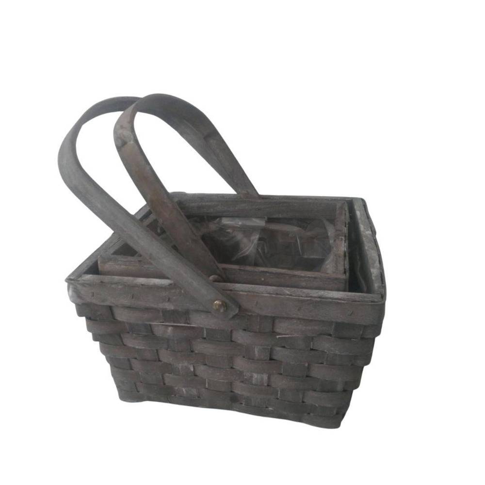 Korb Henkel Behälter grau 2/Set 26x26x14cm