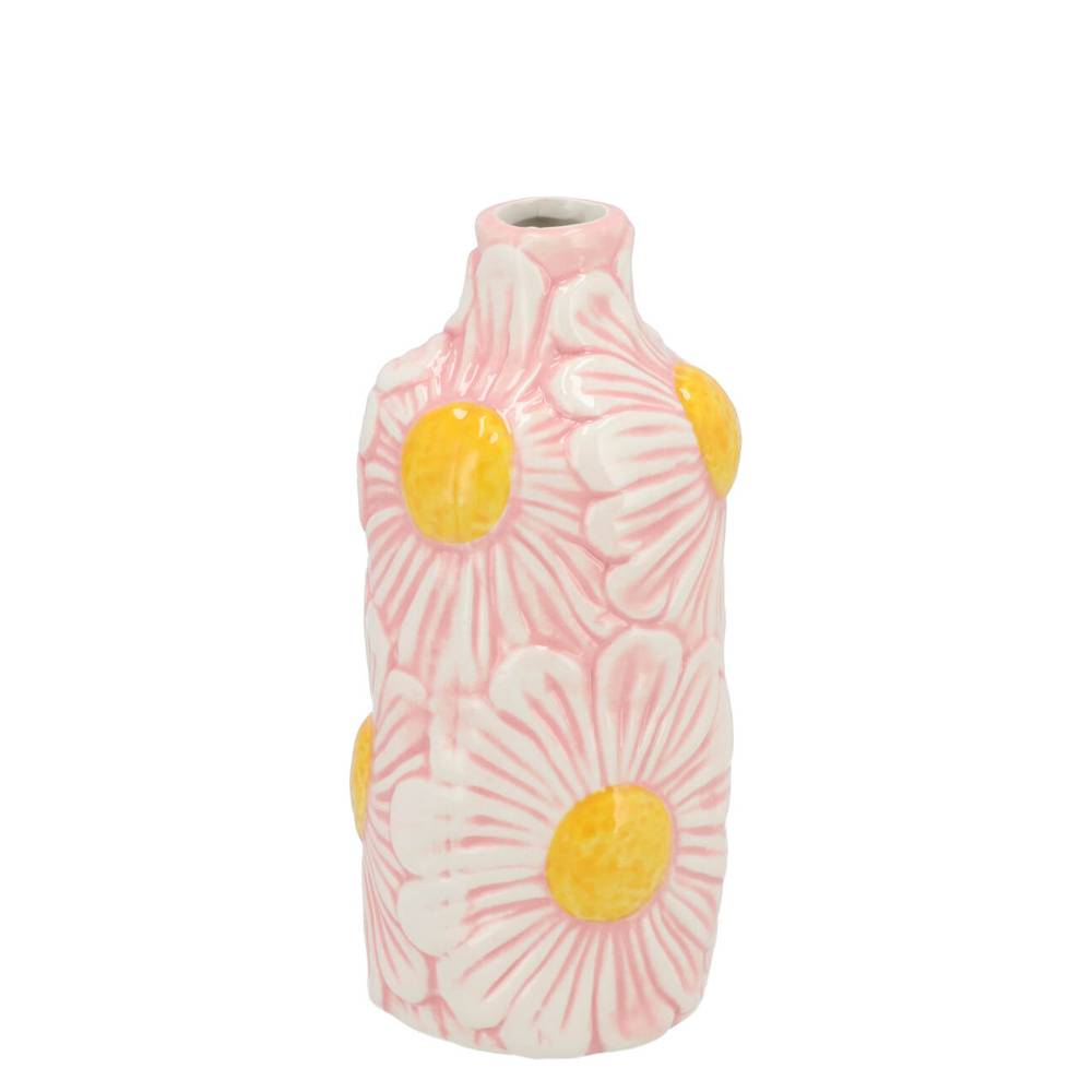 Keramik Vase Jane Blumen rosa 07x07x16cm