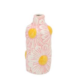 Keramik Vase Jane Blumen rosa 07x07x16cm