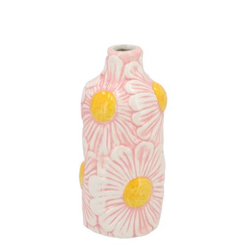 Keramik Vase Jane Blumen rosa 07x07x16cm