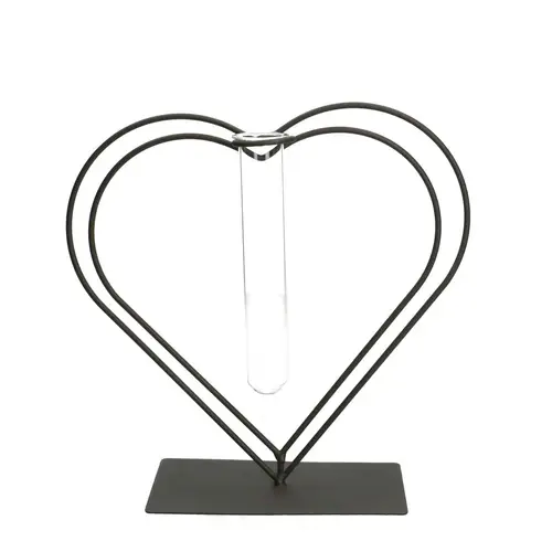 Metall Herz +1Rohr schwarz 15x08x23cm