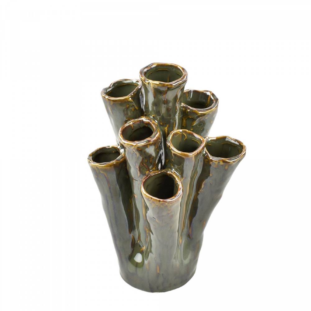 Keramik Vase Tubular grün 13x14.5x22cm