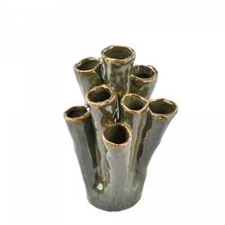 Keramik Vase Tubular grün 13x14.5x22cm