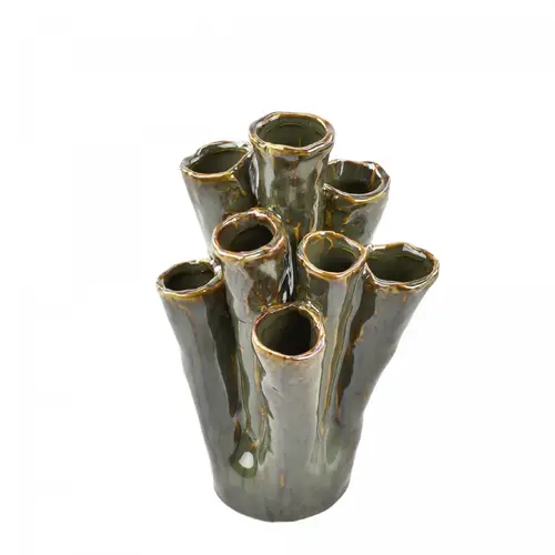 Keramik Vase Tubular grün 13x14.5x22cm