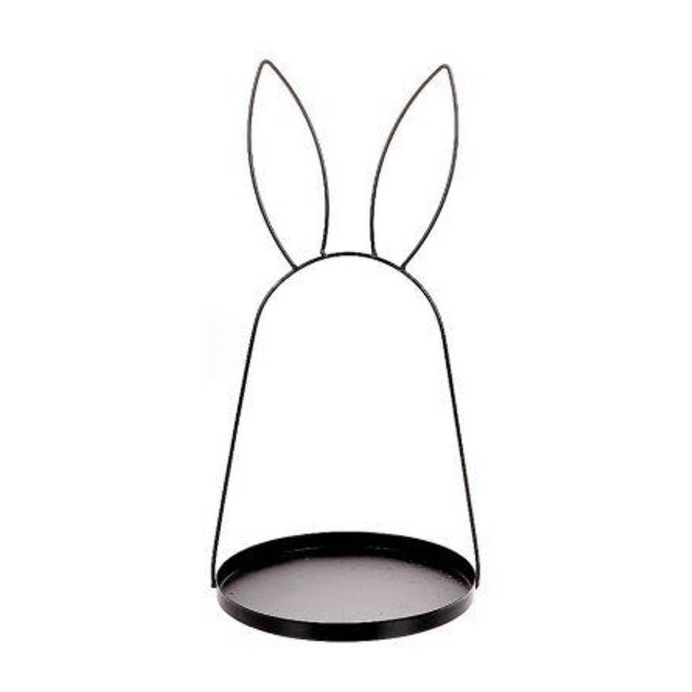 Metall Hasenohr +Schale schwarz D25cm H50cm