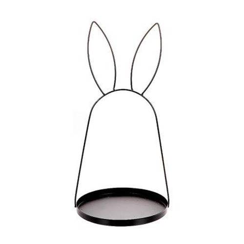 Metall Hasenohr +Schale schwarz D25cm H50cm