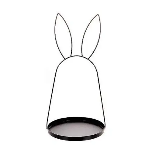 Metall Hasenohr +Schale schwarz D25cm H50cm