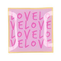 Teller Viereck Love rosa 18x18x02cm