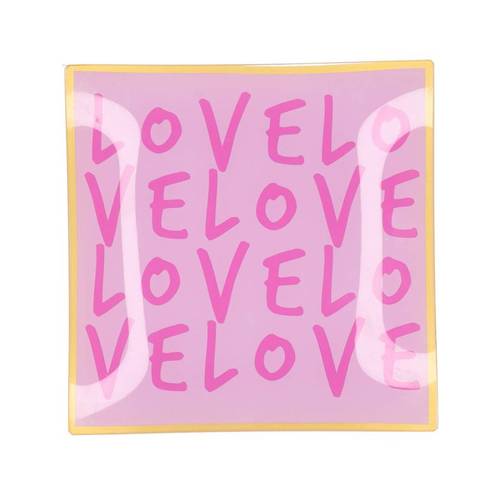 Teller Viereck Love rosa 18x18x02cm
