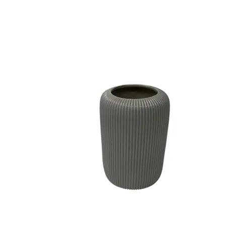 Keramik Vase Ribbed grau D15cm H22cm
