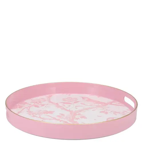 Melamine Tablett Rund Vogel rosa 30x30x04cm