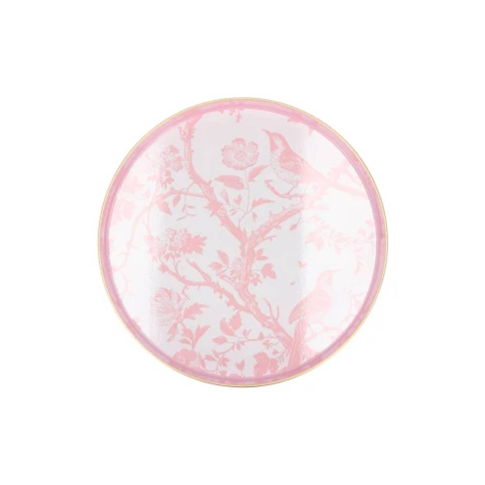 Melamine Tablett Rund Vogel rosa 30x30x04cm