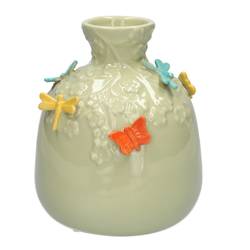 Keramik Vase Dragonfly hell grün D05/14cm H16cm