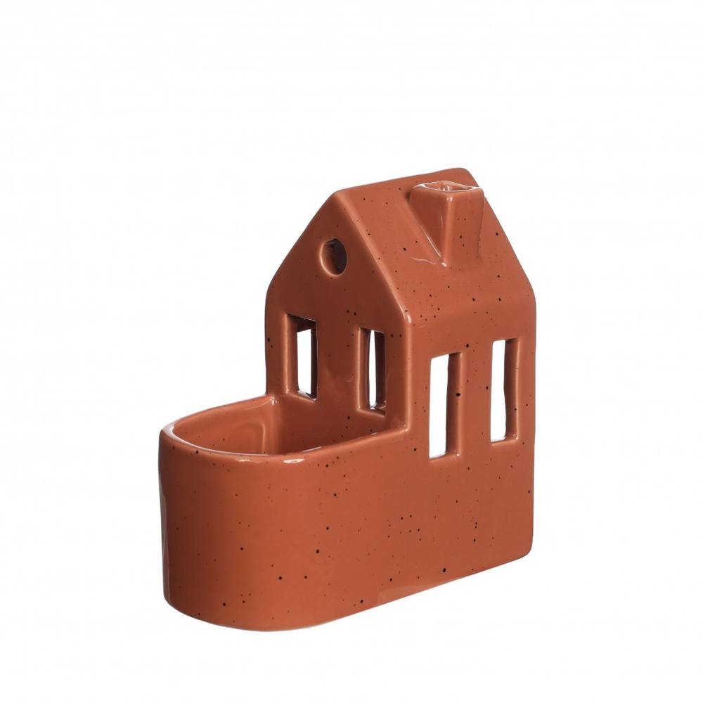 Keramik Topf/Teelicht Haus terra 13x07x14cm