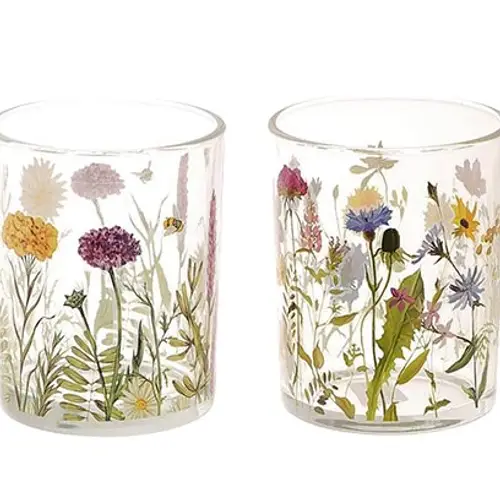 GlasTeelicht Floretta mix D10cm H12.5cm
