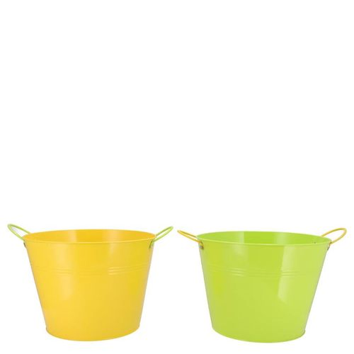 Zink Eimer gelb/grün mix D16cm H14cm