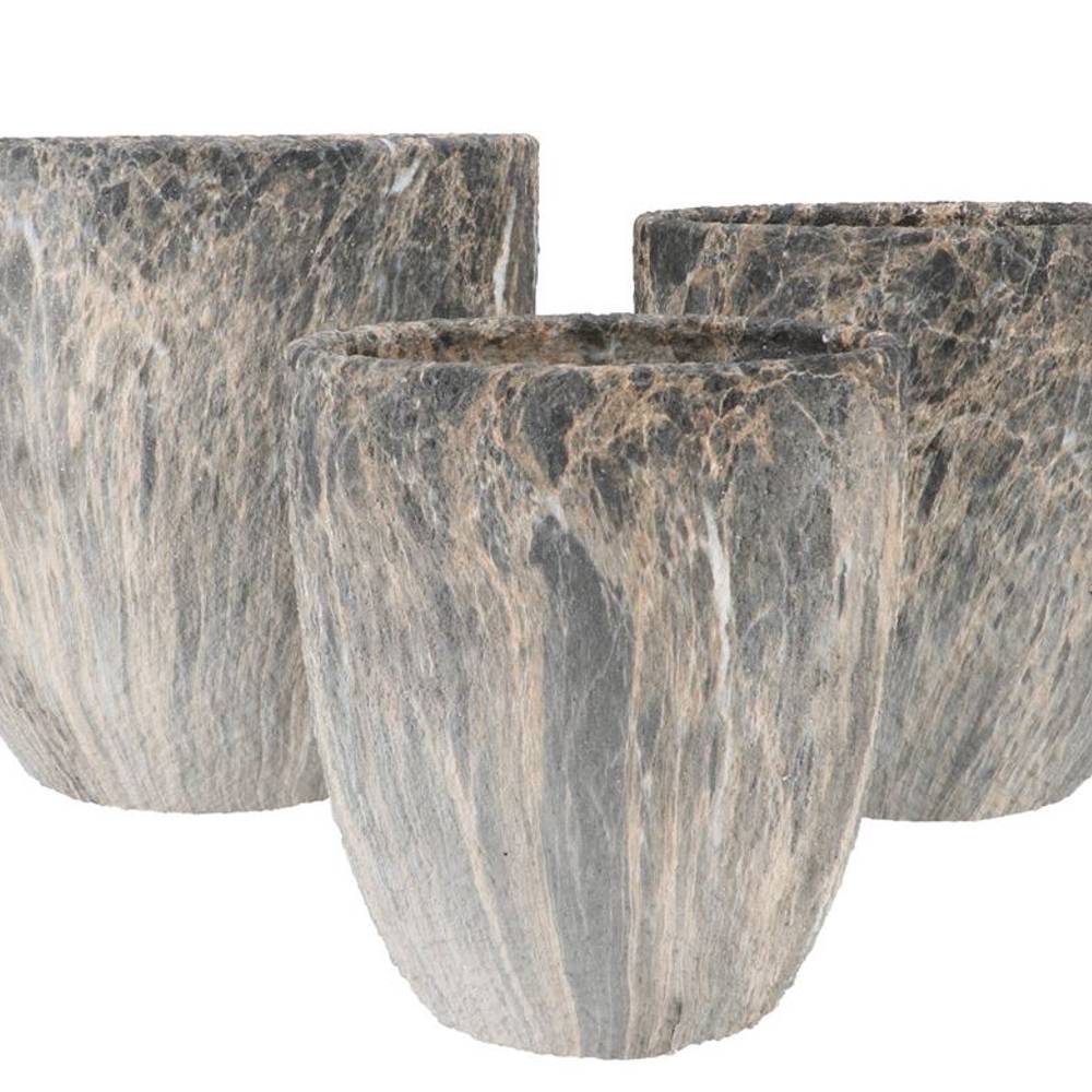 Keramik Übertopf Monty grau 3/Set 31x31/26x27/21x23cm