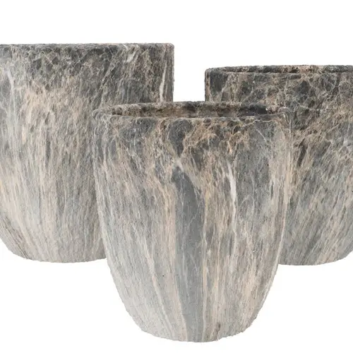 Keramik Übertopf Monty grau 3/Set 31x31/26x27/21x23cm