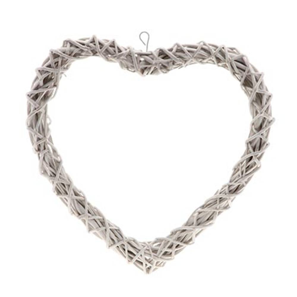 Hänger Herz Weide weiss waschen D34cm