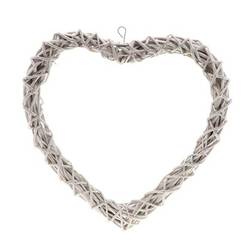 Hänger Herz Weide weiss waschen D34cm