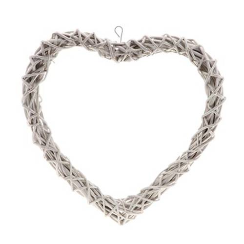 Hänger Herz Weide weiss waschen D34cm