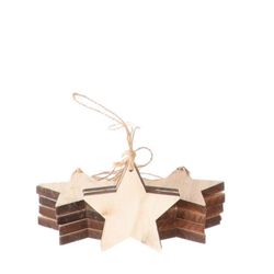 Deko Hänger Stern Holz natur 7cm 10st