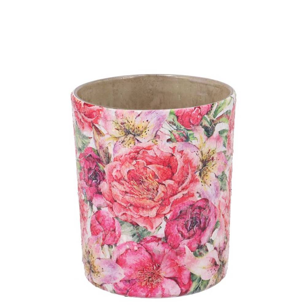 Glas Teelicht April Blume rosa 08x09x09cm