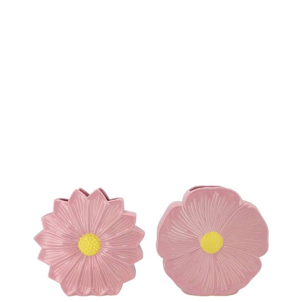 Keramik Vase Daisy Bloom mix rosa/gelb 10x05x10cm