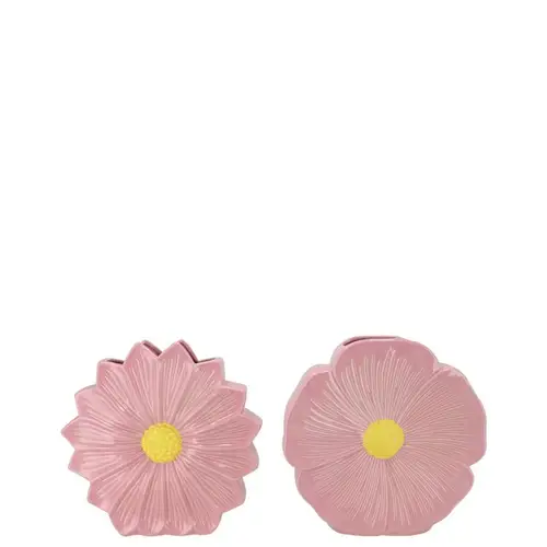 Keramik Vase Daisy Bloom mix rosa/gelb 10x05x10cm