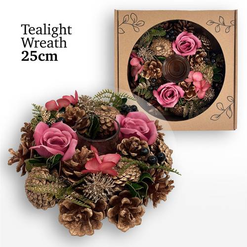 Kranz Teelicht rosa D25cm