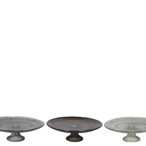 Glas Teller/Fuss Dayah grau mix D15cm H08cm