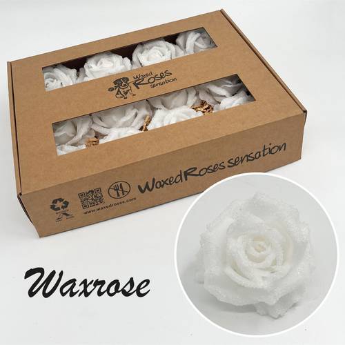 Seiden Wachs Rose eisig weiss