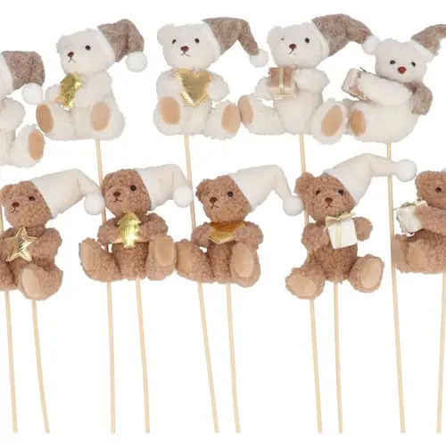 Teddybär auf Stab Cozy braun mix L45cm