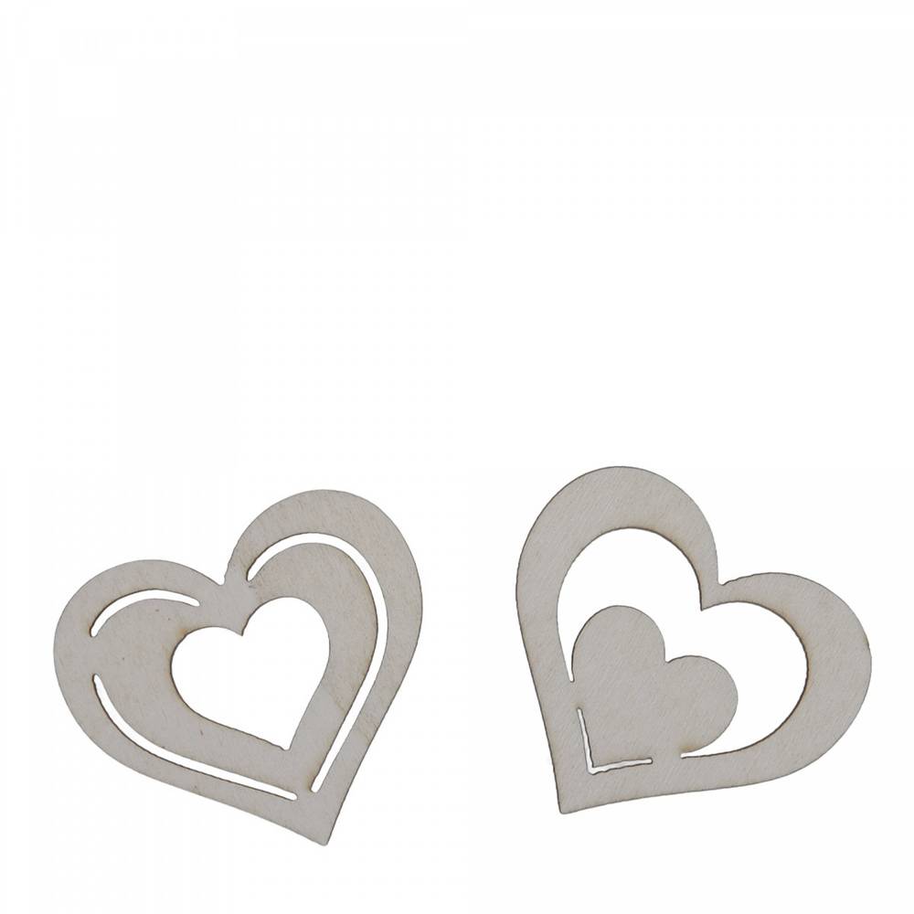 Holz Herz mix weiss D04cm x24