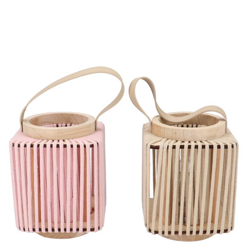 Laterne Cruz Viereck mix rosa/weiss 11x14x17cm