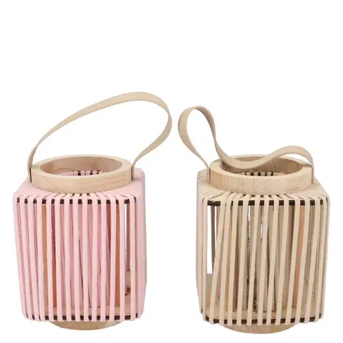 Laterne Cruz Viereck mix rosa/weiss 11x14x17cm