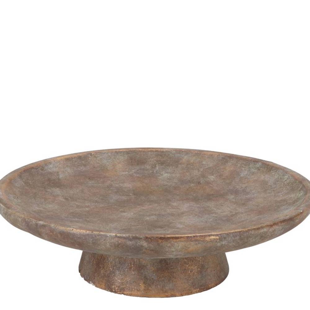 Beton Teller auf Fuss gold 30x30x09cm