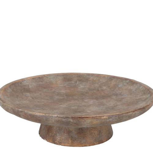Beton Teller auf Fuss gold 30x30x09cm