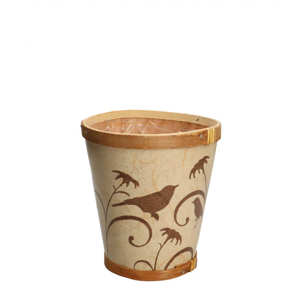 Holz Übertopf hell braun D13cm H14cm 