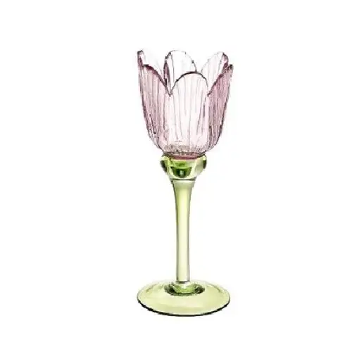 Glas Teelicht Tulpe lila D08.5cm H17cm
