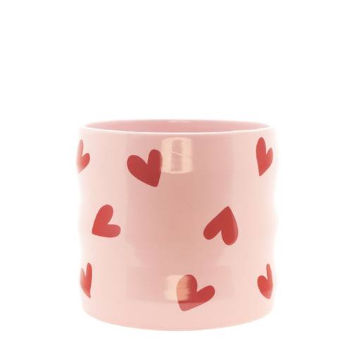 Keramik Übertopf Hearts rosa D12cm H12.5cm